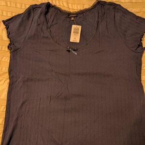 Women's Black Lace Trim Top